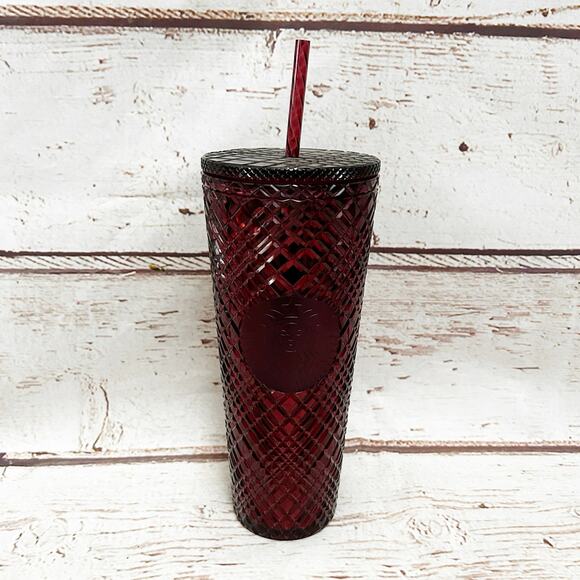 STARBUCKS Burgundy Red Jeweled Venti Tumbler - Picture 1 of 3